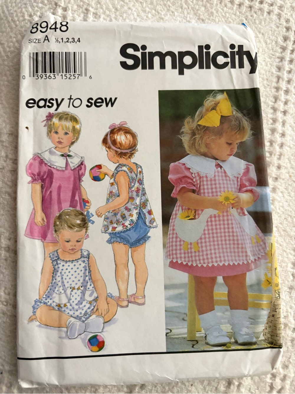 Simplicity EasytoSew Pattern 8948 for Toddlers’ Dresses, Pinafore, Top, &Panties